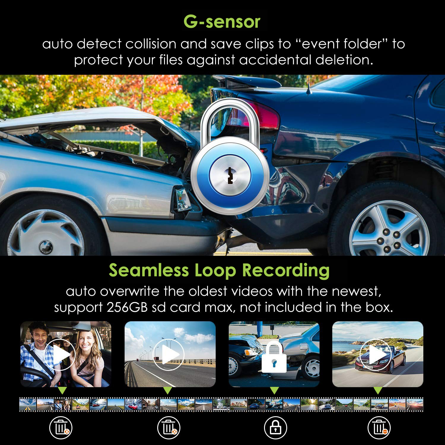 G Sensor Aufprallschutzkamera im Auto