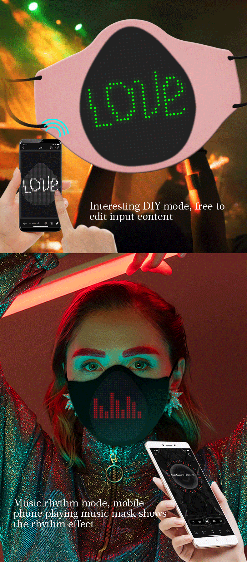 LED-Smart-Maske beleuchtet Gesichtsmaske