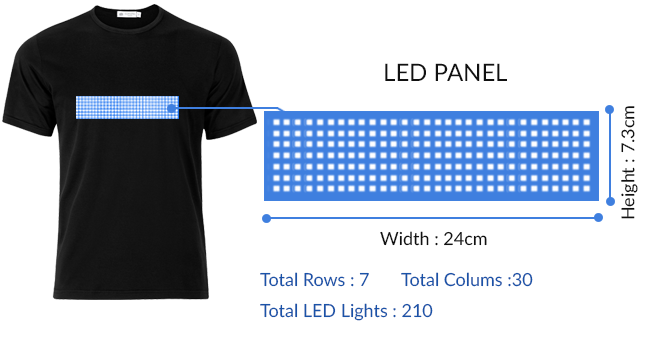 LED-T-Shirt mit programmierbarem Bluetooth-Text