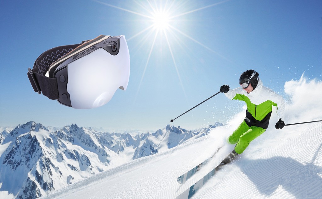 snowboardbrille mit ultra hd kamera