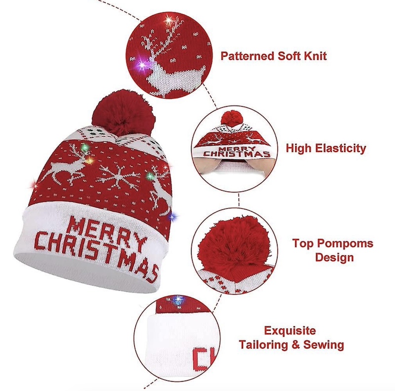 Mütze für den Winter – Winter-LED-Mütze mit Bommel leuchtet bunt