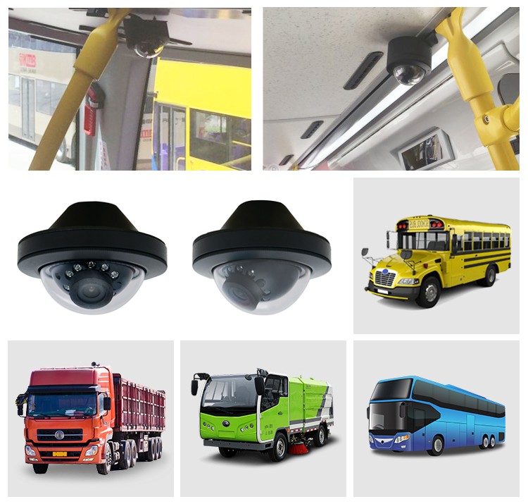 Mini-Dome-Kamera für Busse, Oberleitungsbusse, Straßenbahnen, Lieferwagen, Kleinbusse, Wohnwagen, Auflieger, Anhänger, Lastwagen