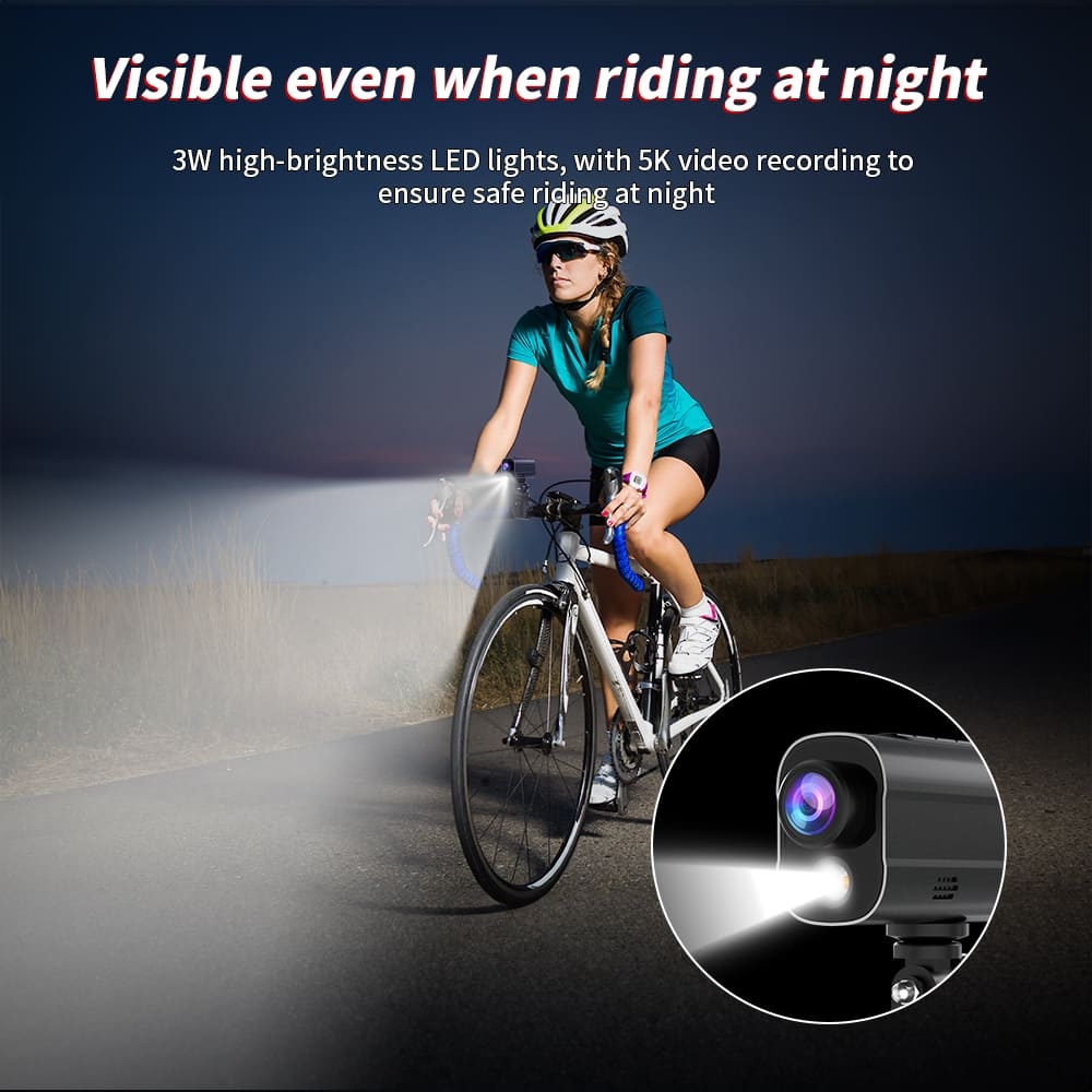 Actionkamera fürs Fahrrad mit LED-Licht und WLAN