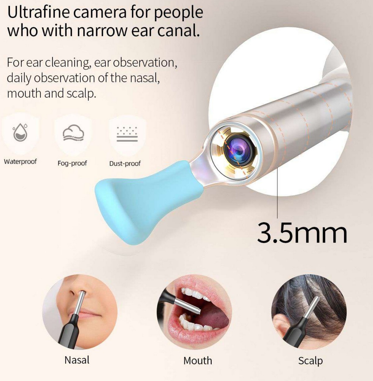 Reinigung Ohrenschmalz Reinigung Kamera im Mund intraoral