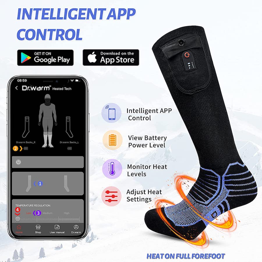 Elektrische Socken beheizt – Steuerung per mobiler Smartphone-App
