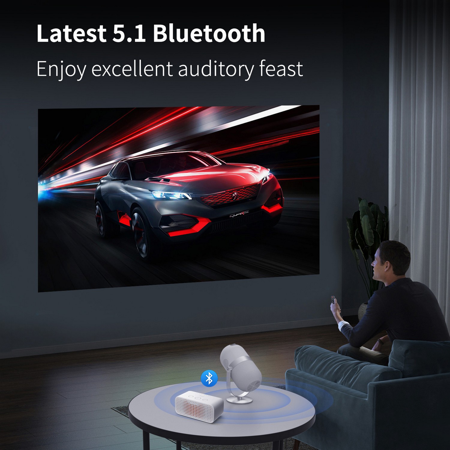Bluetooth-WLAN-Projektor Mini 4K tragbar