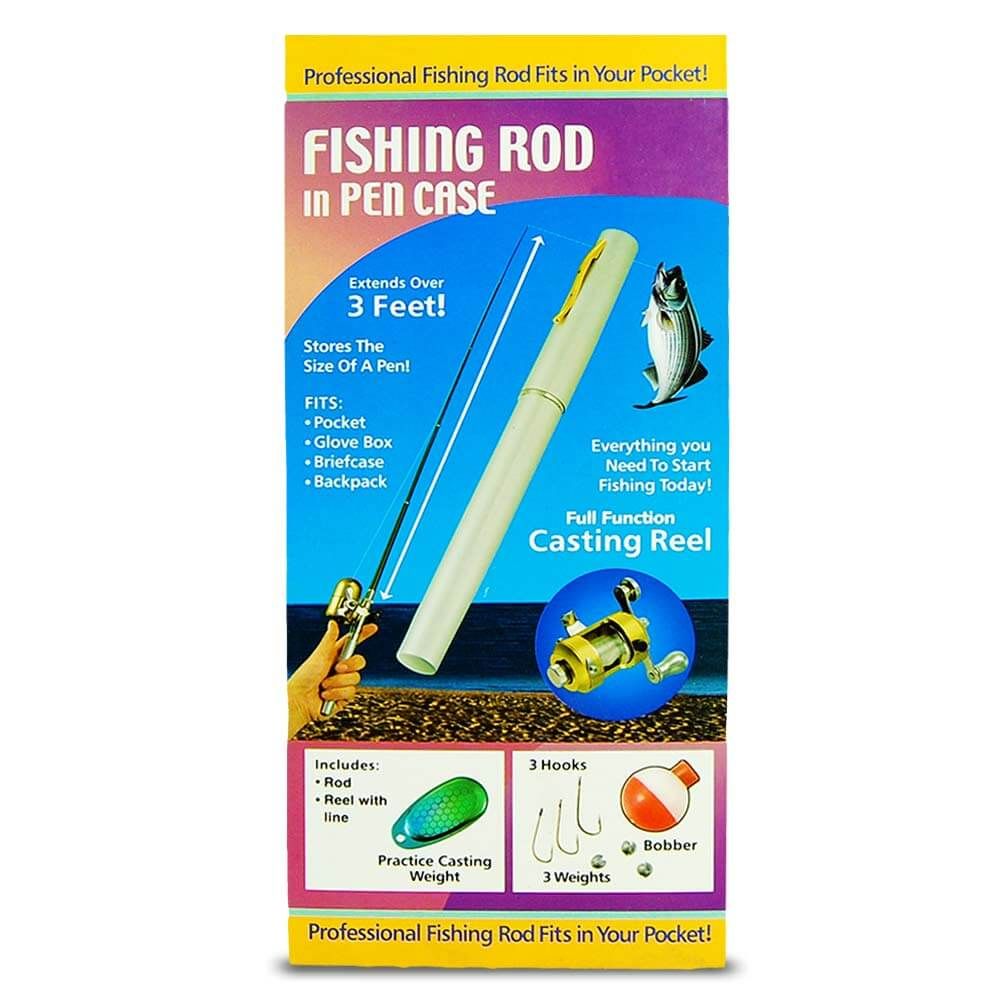 Mini Pen Angelrute zum Fischen mit Rolle im Pen - teleskopierbar bis 1 Meter
