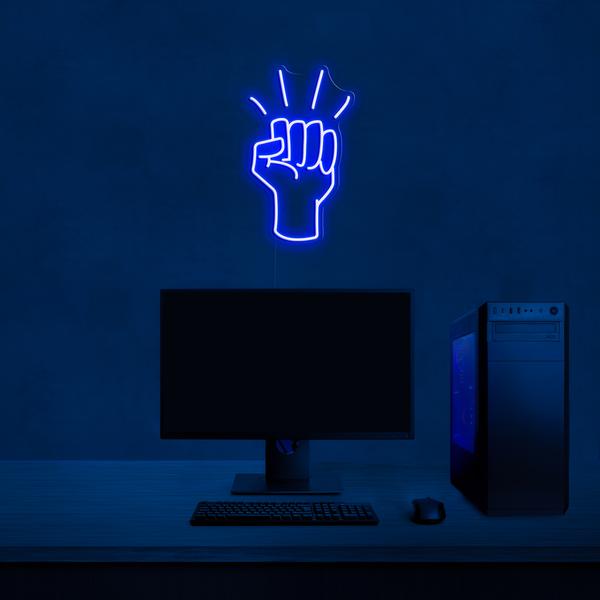 LED-Schild an der Wand 3D Neon - Faust mit Abmessungen 50 cm