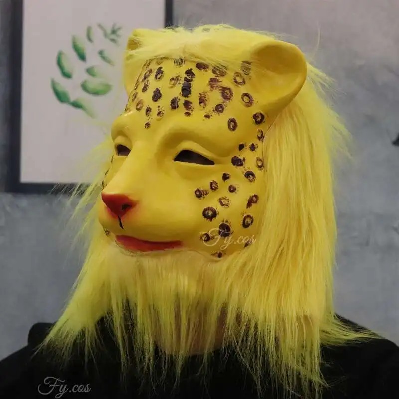 Leopardengesichtsmaske aus Silikonlatex für den Kopf