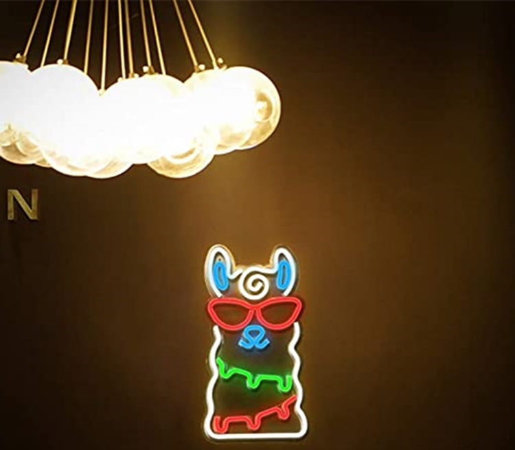 leuchtendes Lama-Neon-Wandlogo