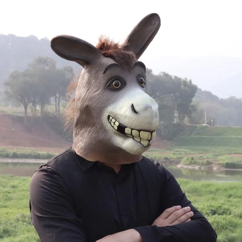 Esel lustige Karnevalsmaske mit lächelndem Gesicht aus Silikon