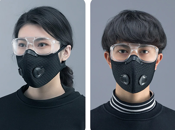 Schutzbrille mit Maske gegen Koronavirus