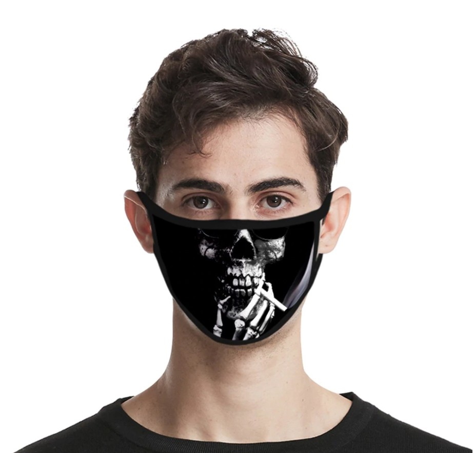 schwarze Schutzmaske in Form eines Schädelpolyesters