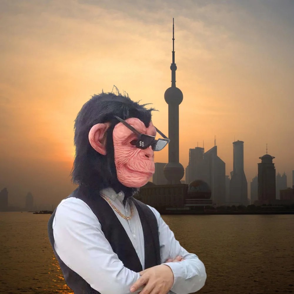 Schimpansen-Affen-Gesichtskopfmaske aus Silikonlatex