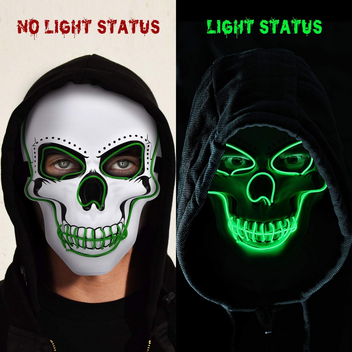 LED-Maske Schädel grüner Schädel