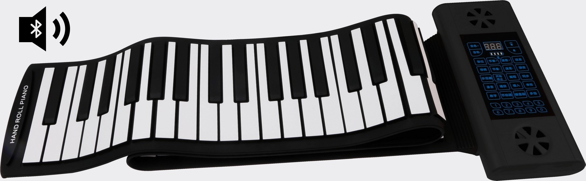 Hand Roll Piano 88 Tasten Eingebauter 1100mAh Li-on Akku Rolling Up Piano für Kinder Erwachsene Anfänger 