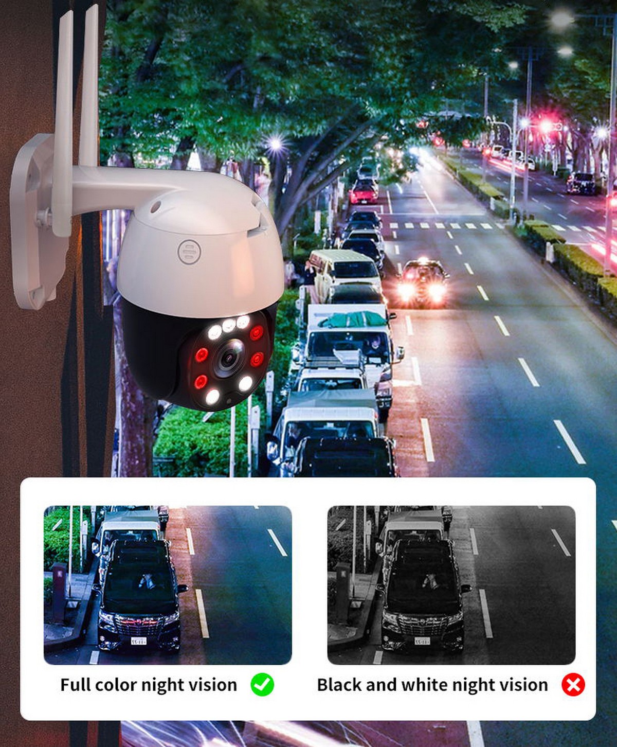 vollfarbige bunte Nachtsicht-IP-Kamera auf einem Haus