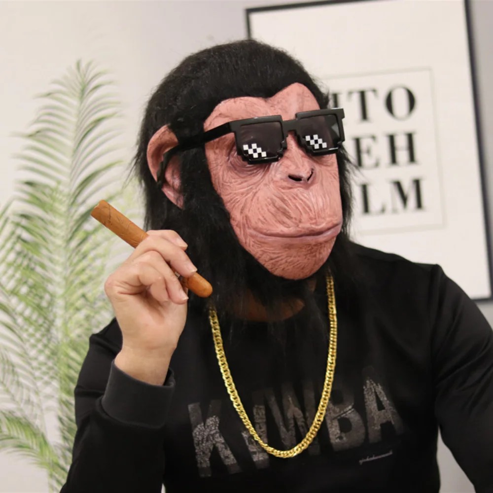 Schimpansenmaske, Affengesicht, Silikon-Latex-Maske für den Kopf