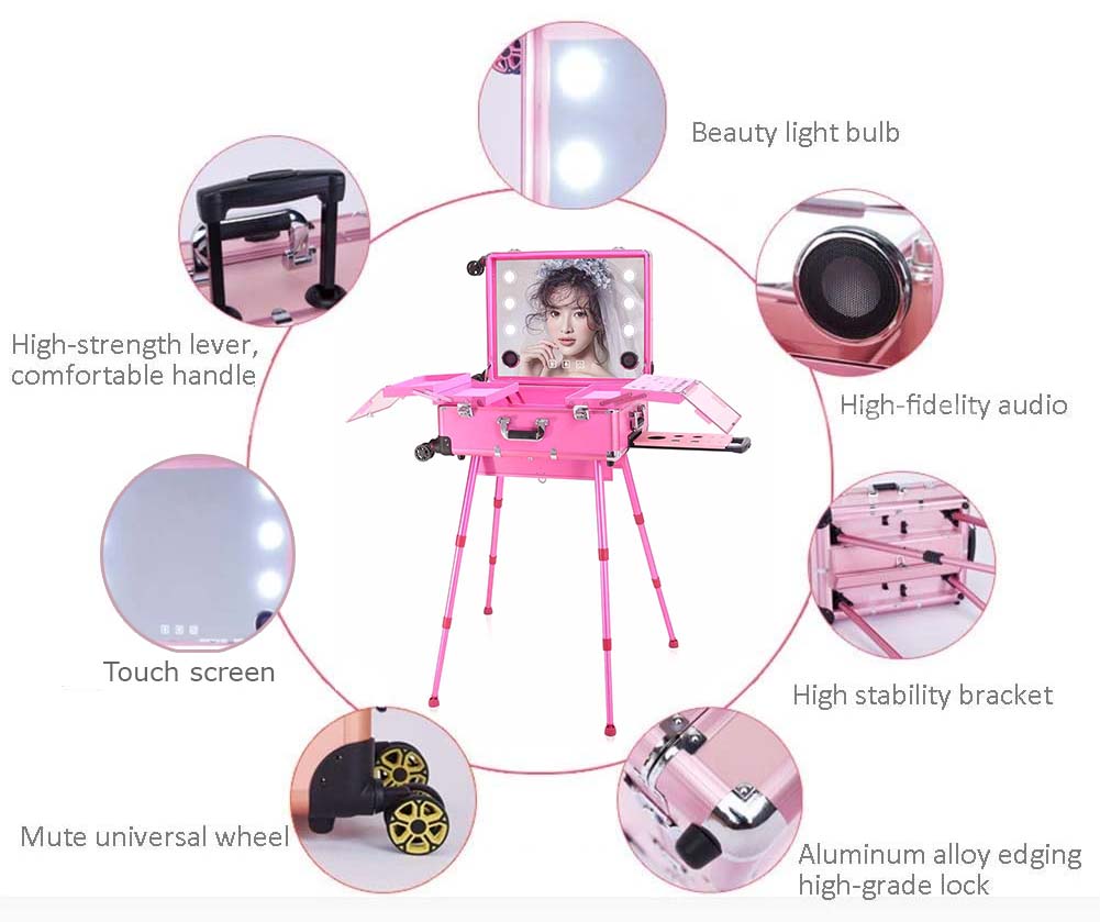 Tragbarer Kosmetikkoffer multifunktional mit LED und Bluetooth