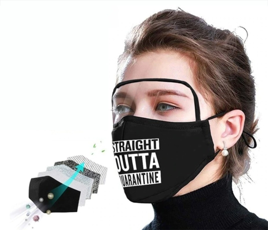 schwarze Maske mit Schild - Unisex für Frauen und Männer