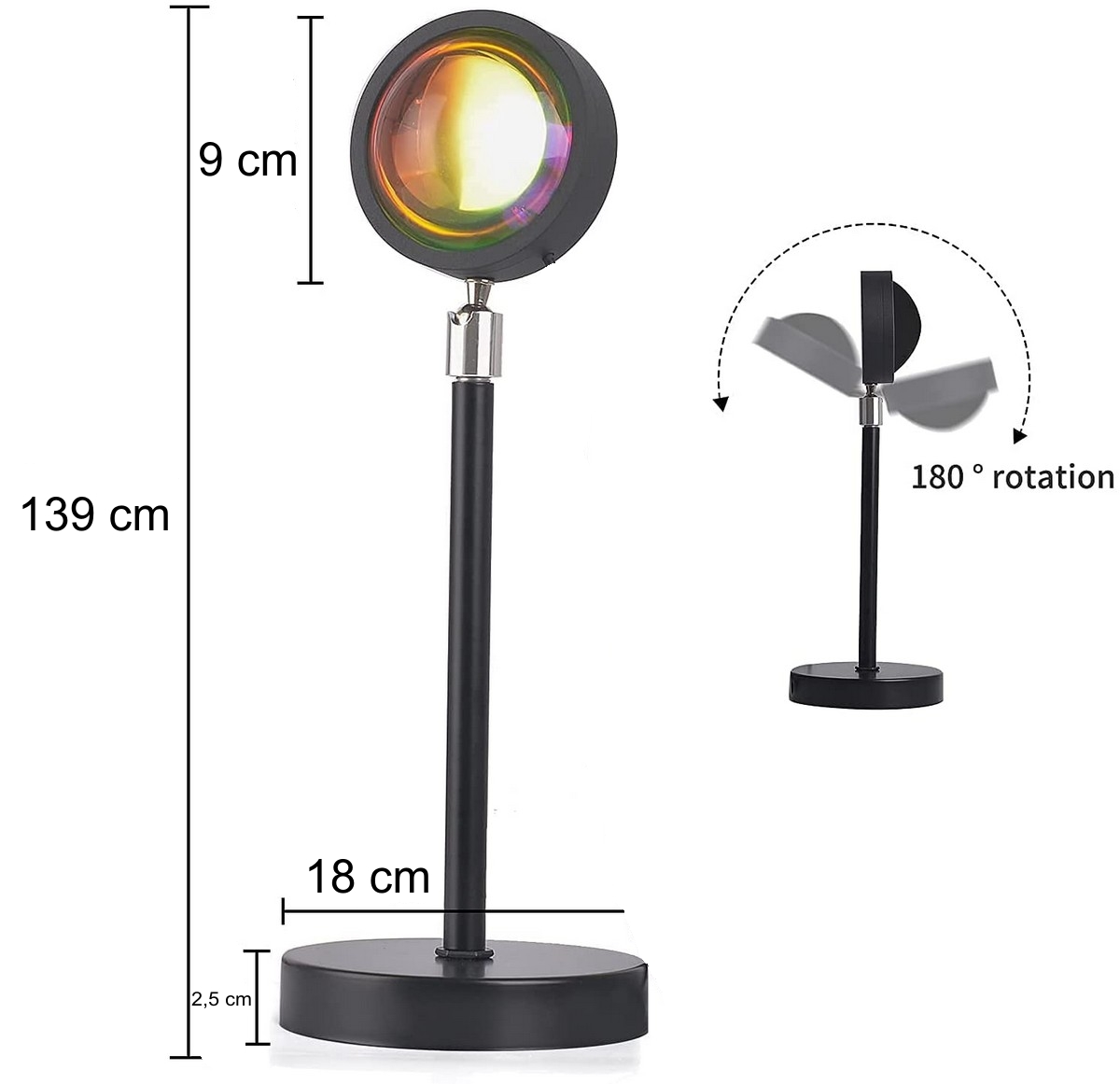 Sonnenuntergangs-RGB-Lampe rund für Handy