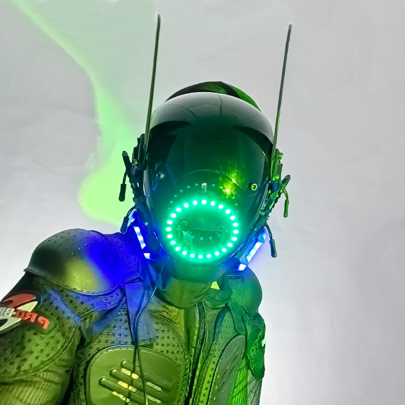 Leuchtender LED-Cyberpunk-Maskenkopfhelm