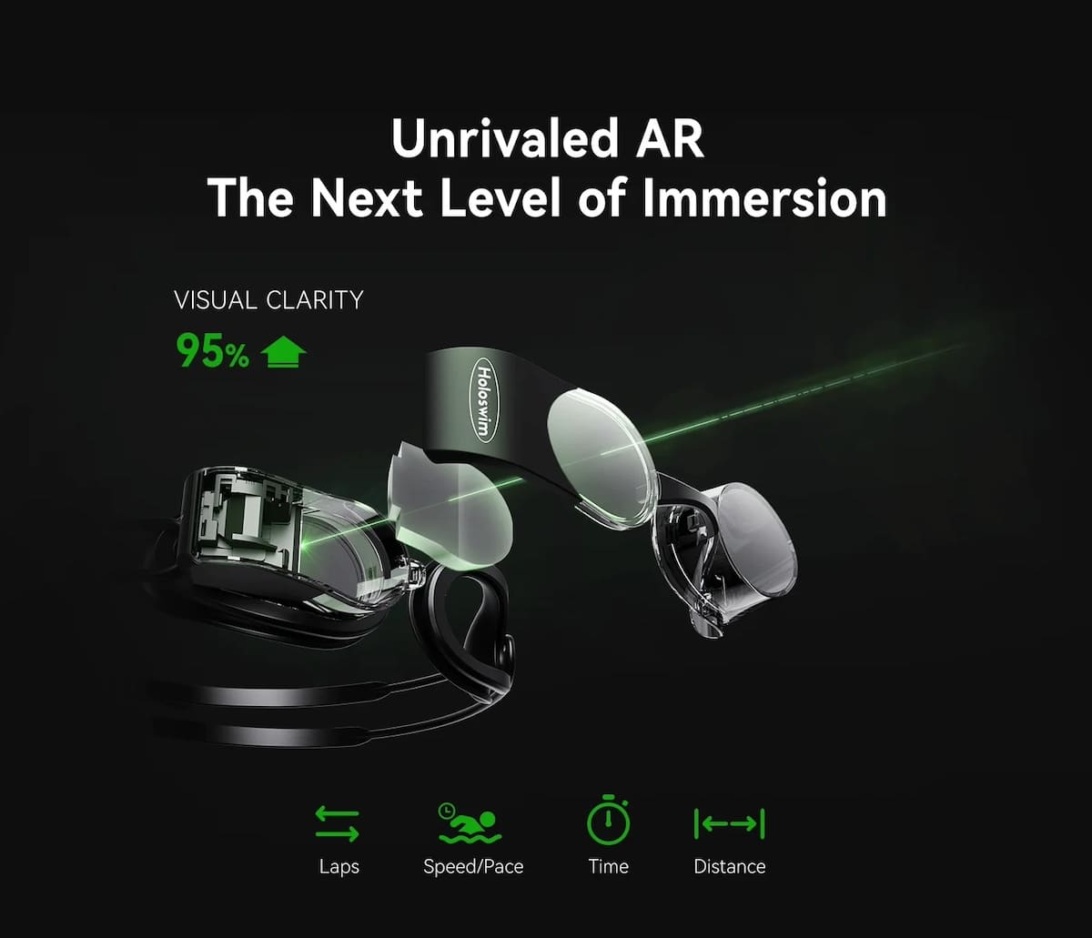 Smarte VR-Schwimmbrille mit Display