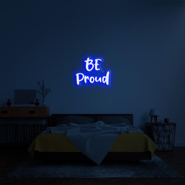 Leichtes LED-Neon-3D-Schild an der Wand - BE pround, mit Abmessungen von 100 cm