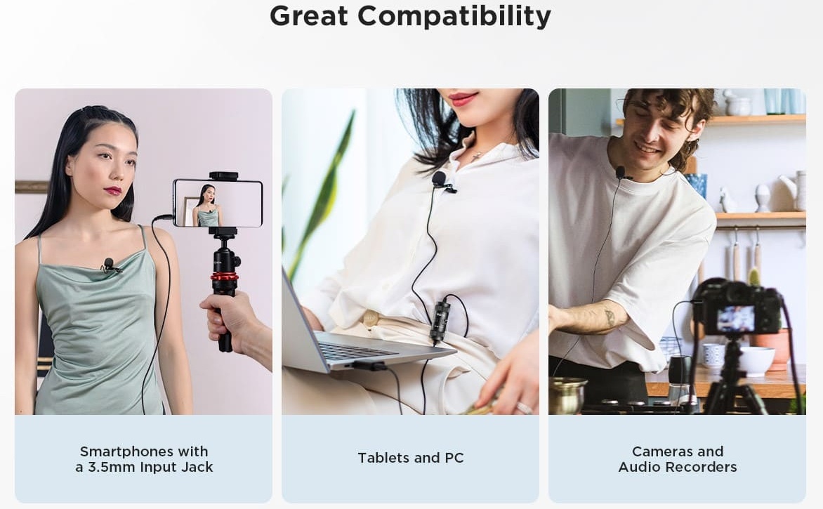 professionelles Ansteckmikrofon für Kamera, Handy, Tablet, PC