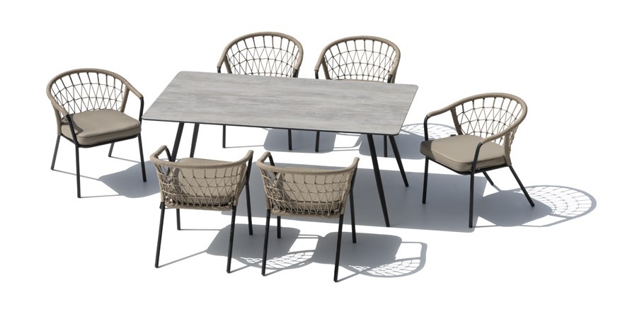 Luxuriöses Set zum Sitzen im Garten – Esstisch mit Stühlen