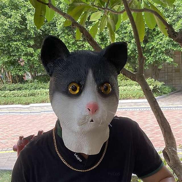 Gesichtsmaske - schwarze Katzenkopf-Silikon-Latexmaske