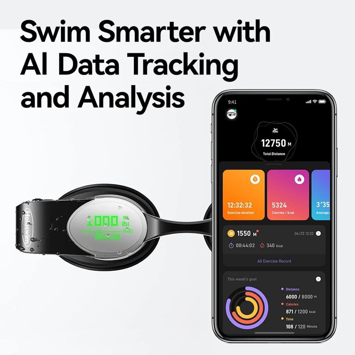 smarte Schwimmbrille Holo Swim mit Smartphone-App