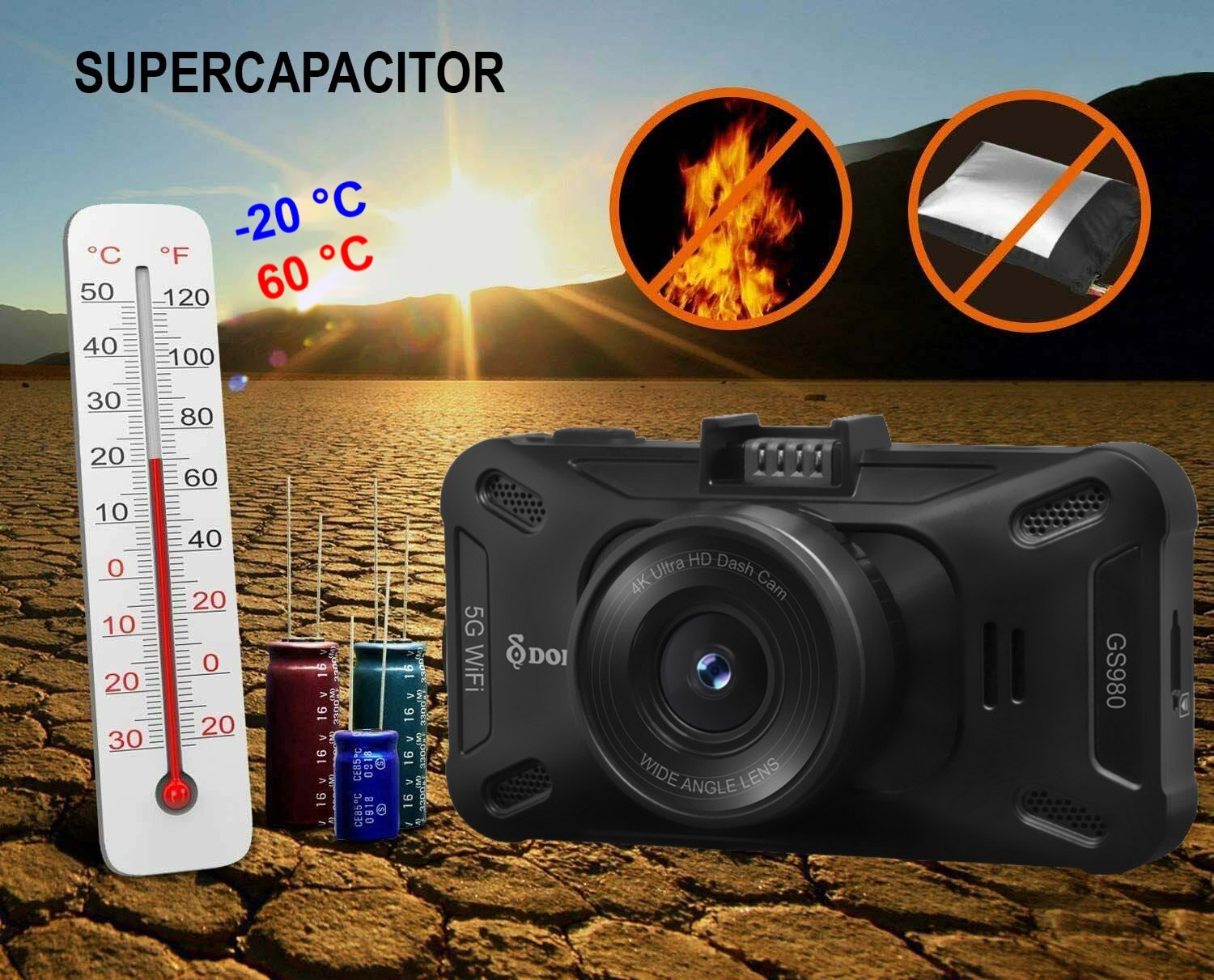 Superkondensatorbatterie für Autokamera