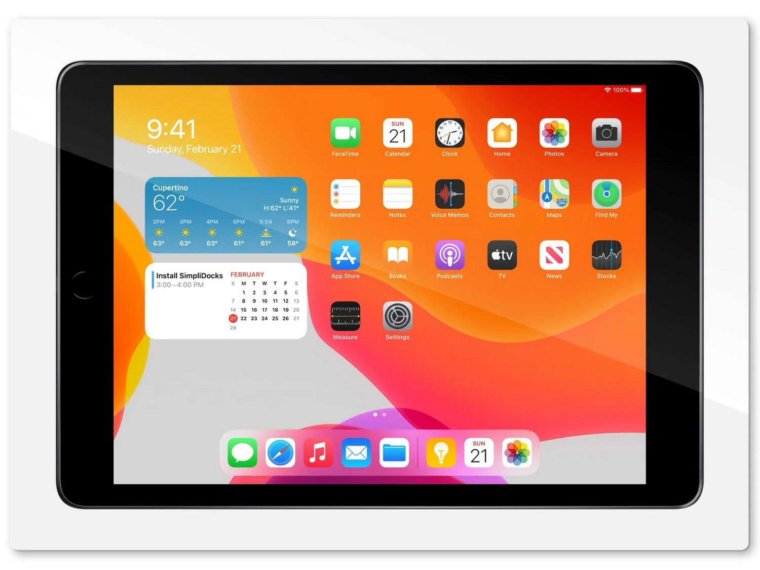 Dockingstation für das iPad zur Wandmontage in glänzendem Weiß