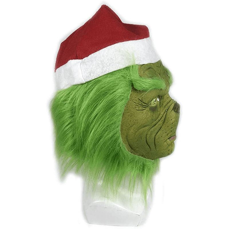Grüne Elfen-Gesichtsmaske mit Handschuhen – Grinch