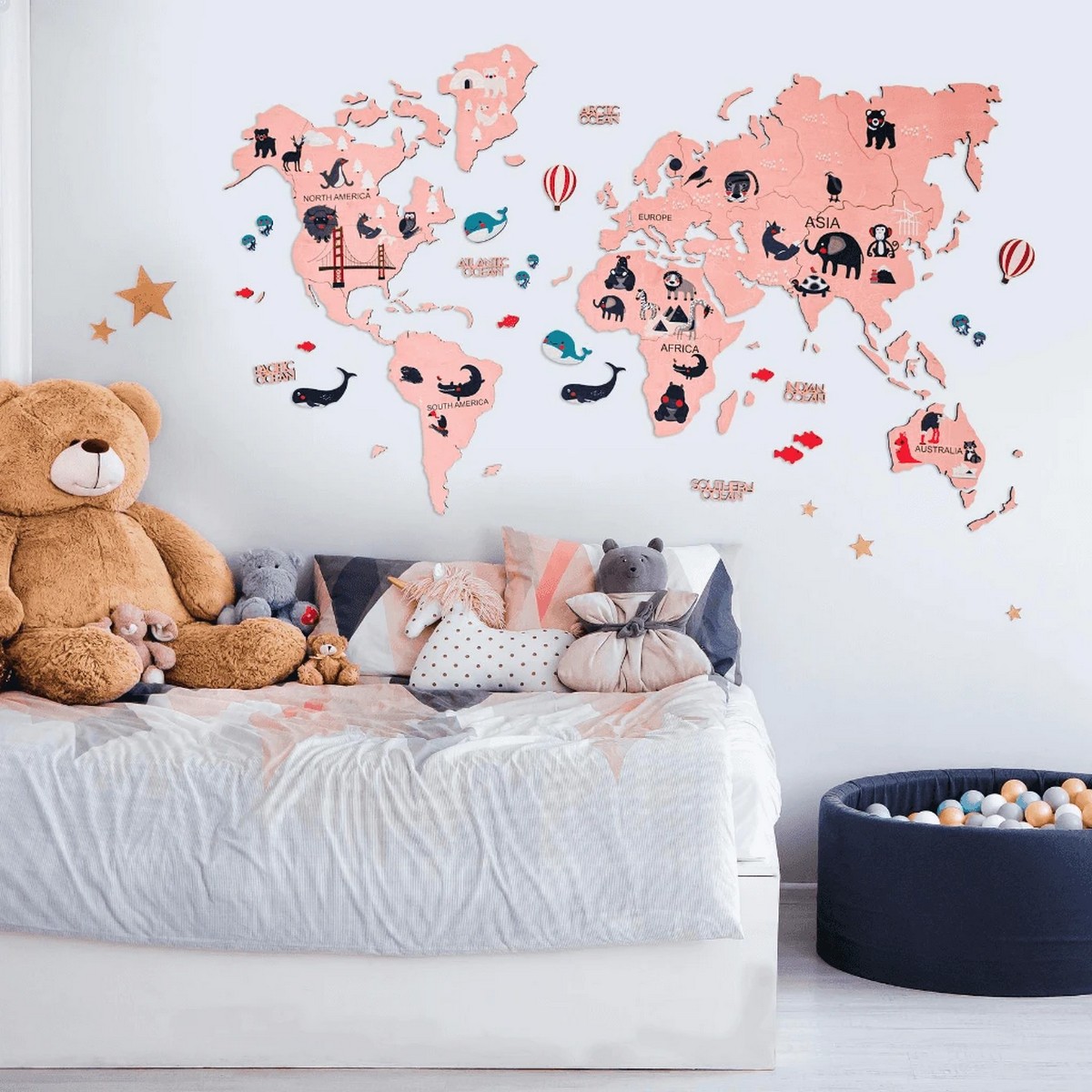 Weltkarte für Kinder - pink