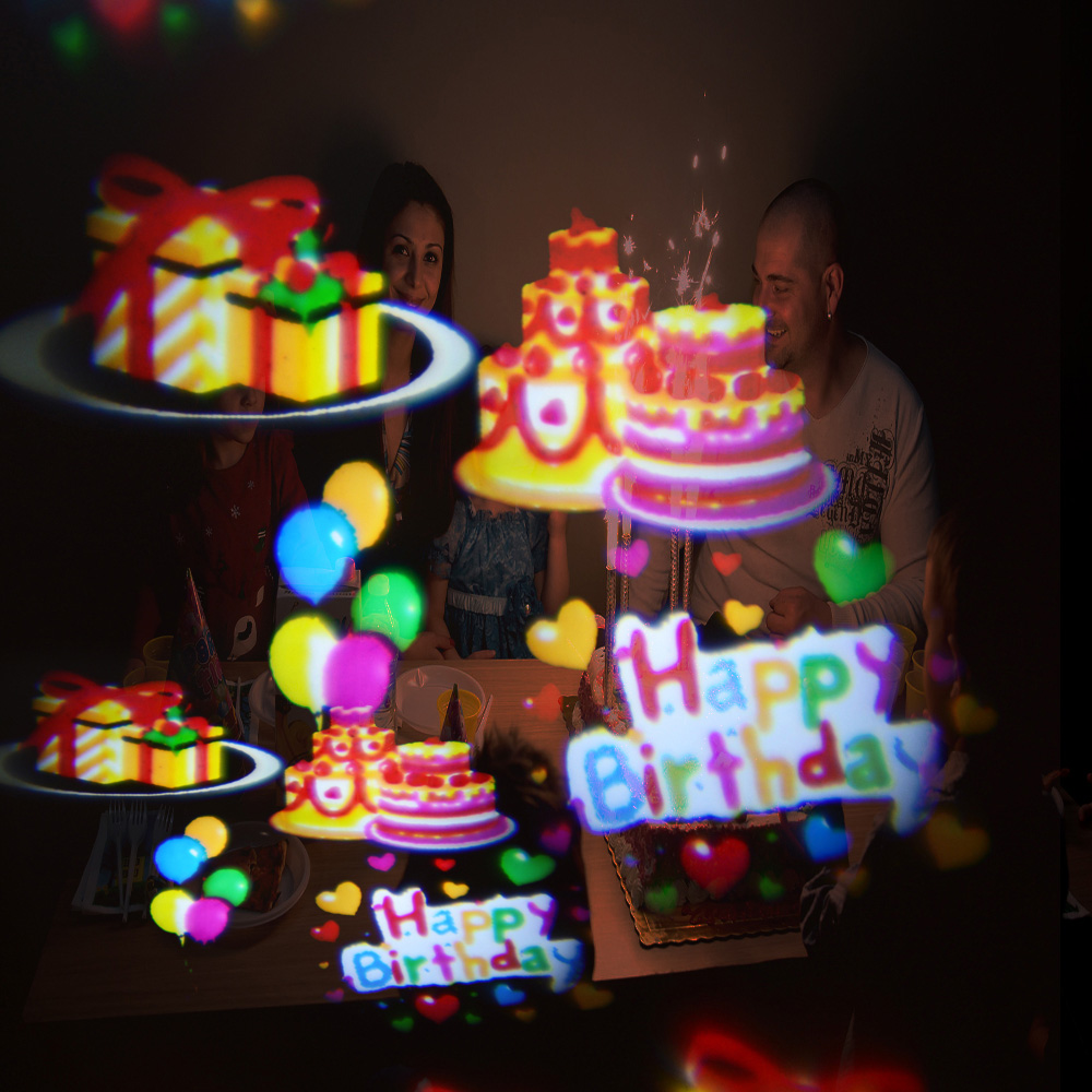 Partyspaß-LED-Projektor für die feierliche Projektion von Happy Birthday-Luftballons