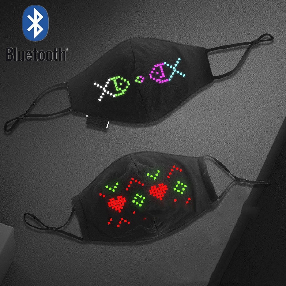 LED-Maske über Bluetooth zeigt Text an