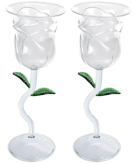 Weinglas-Set in Rosenform