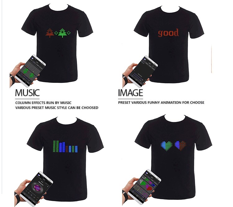 LED-programmierbares T-Shirt mit farbiger LED-Anzeige