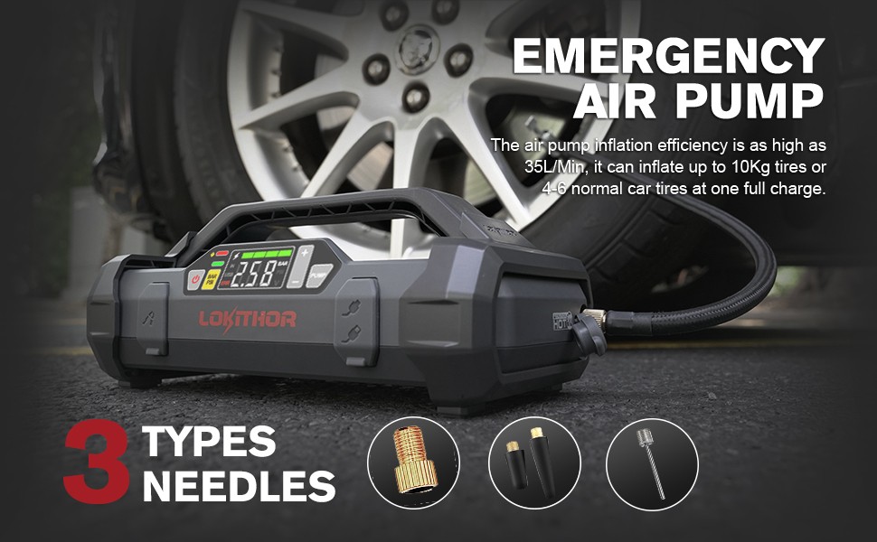 Batterie-Starthilfe, Reifenfüller und Starter für Autos