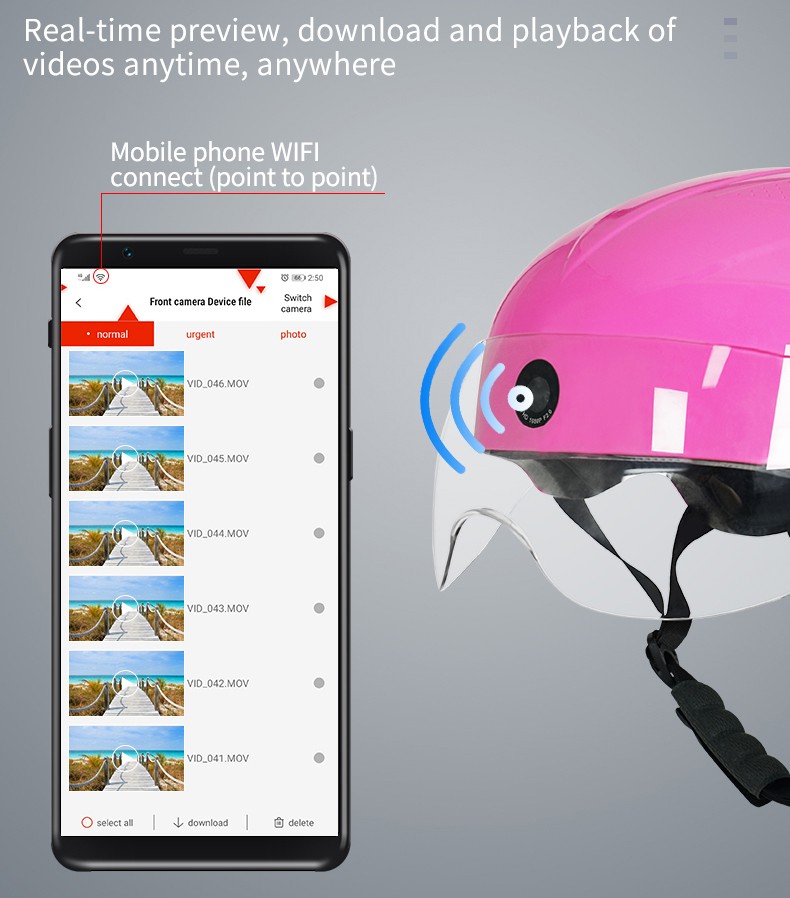 motorradhelm kamera wifi verbindung über app smartphone