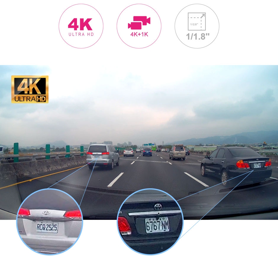 4K DUAL-Autokamera mit GPS + einzigartigem Parkmodus + H.265-Komprimierung  - PROFIO N83