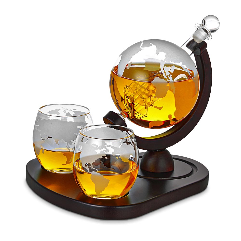 Globe Whisky-Dekanter - Whisky-Set-Gläser