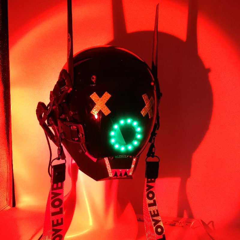 Leuchtender Cyberpunk-LED-Maskenhelm